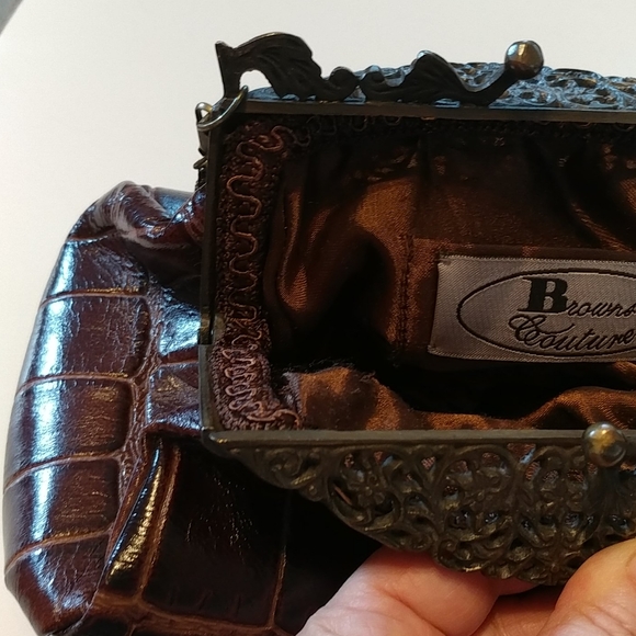 Browns Couture Leather Crossbody Clutch Purse - Picture 11 of 13